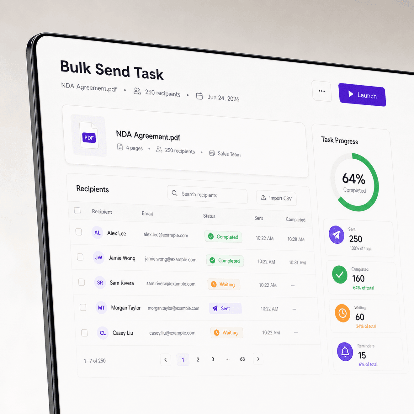 Bulk send task creating many recipient-specific envelopes