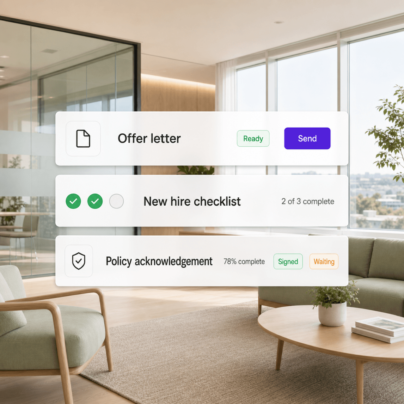 HR document workflow for offer and onboarding signatures