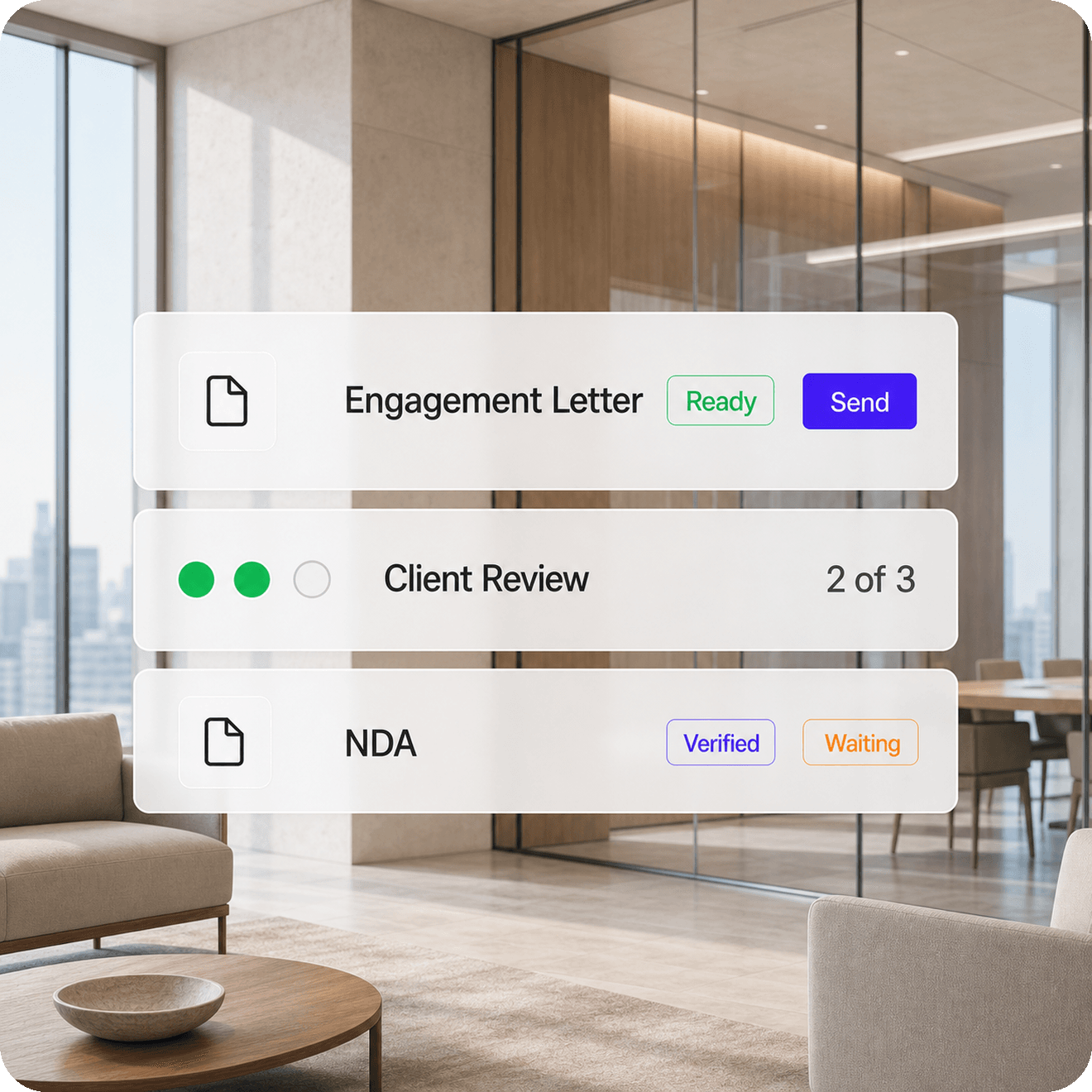 Legal agreement workflow moving from review to signature