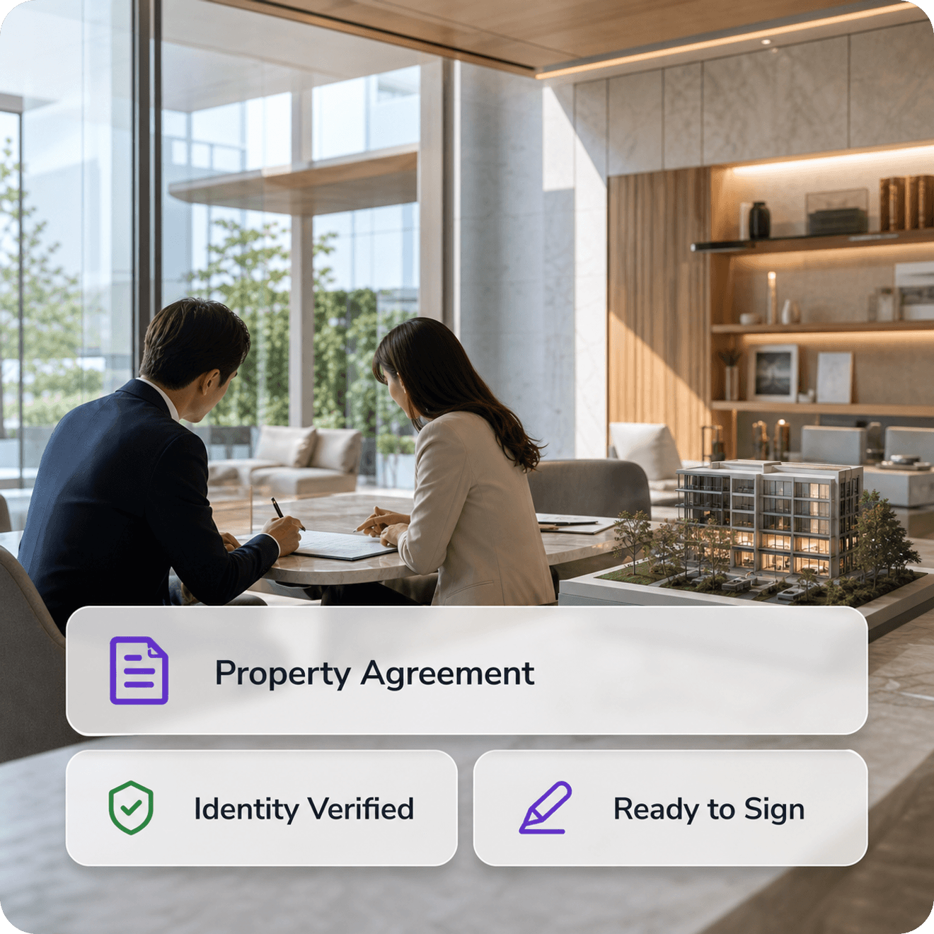 Real estate agreement moving from identity verification to signature