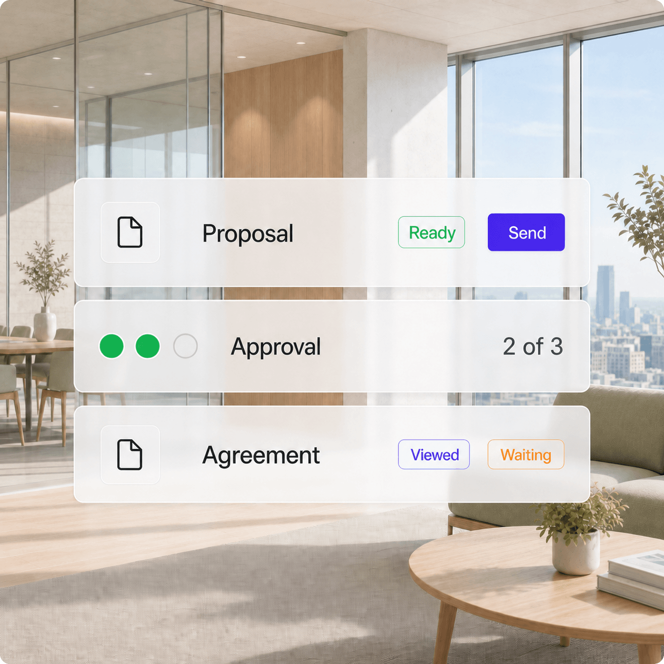 Sales agreement workflow moving from CRM to signature