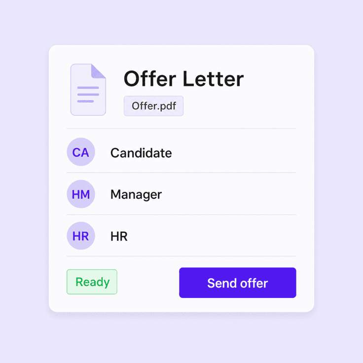 Candidate reviewing an offer letter for electronic signature