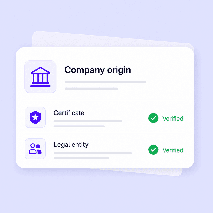 Company certificate linked to an electronic seal