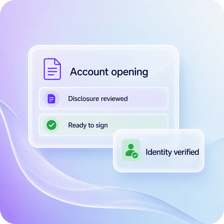 Digital account opening journey for a financial customer