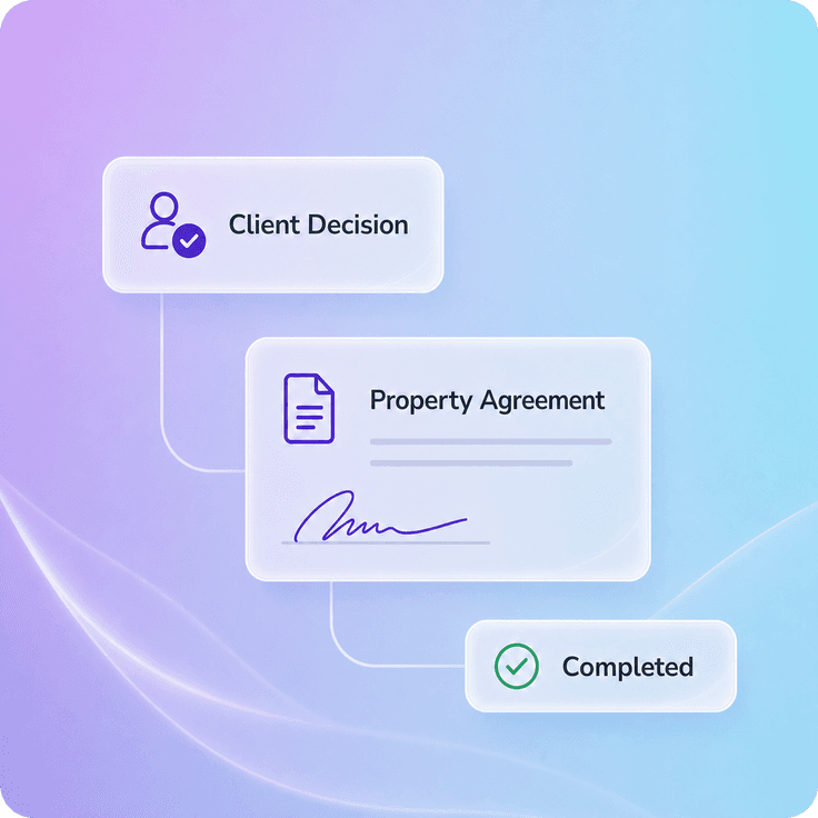Client decision progressing to a completed property agreement