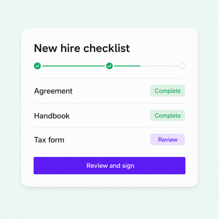 New employee completing onboarding documents online