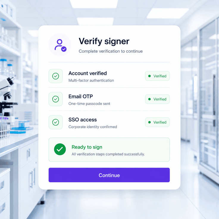 Signer verification for CFR Part 11 signing