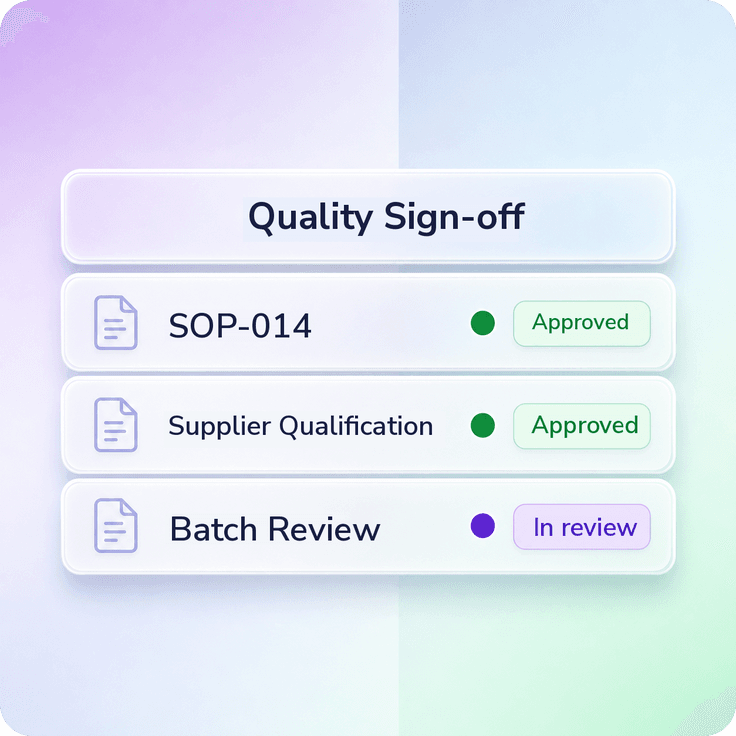 GxP quality documents moving through accountable review