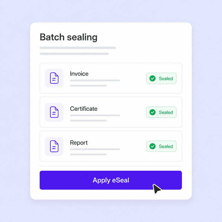 High-volume electronic seal workflow