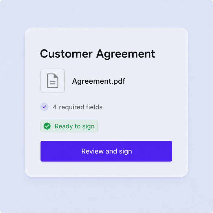 Buyer signing a sales agreement from a mobile device