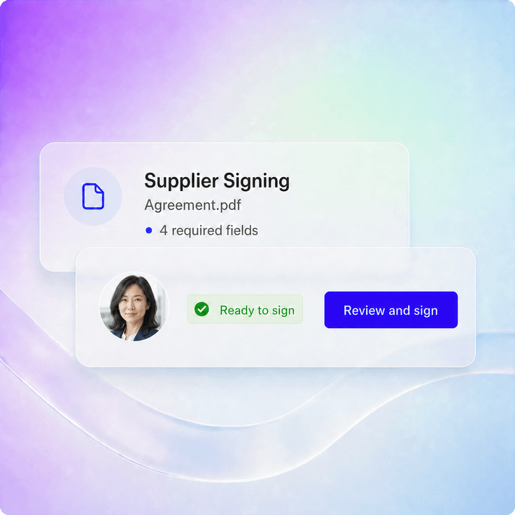 Supplier signing a procurement document from a browser