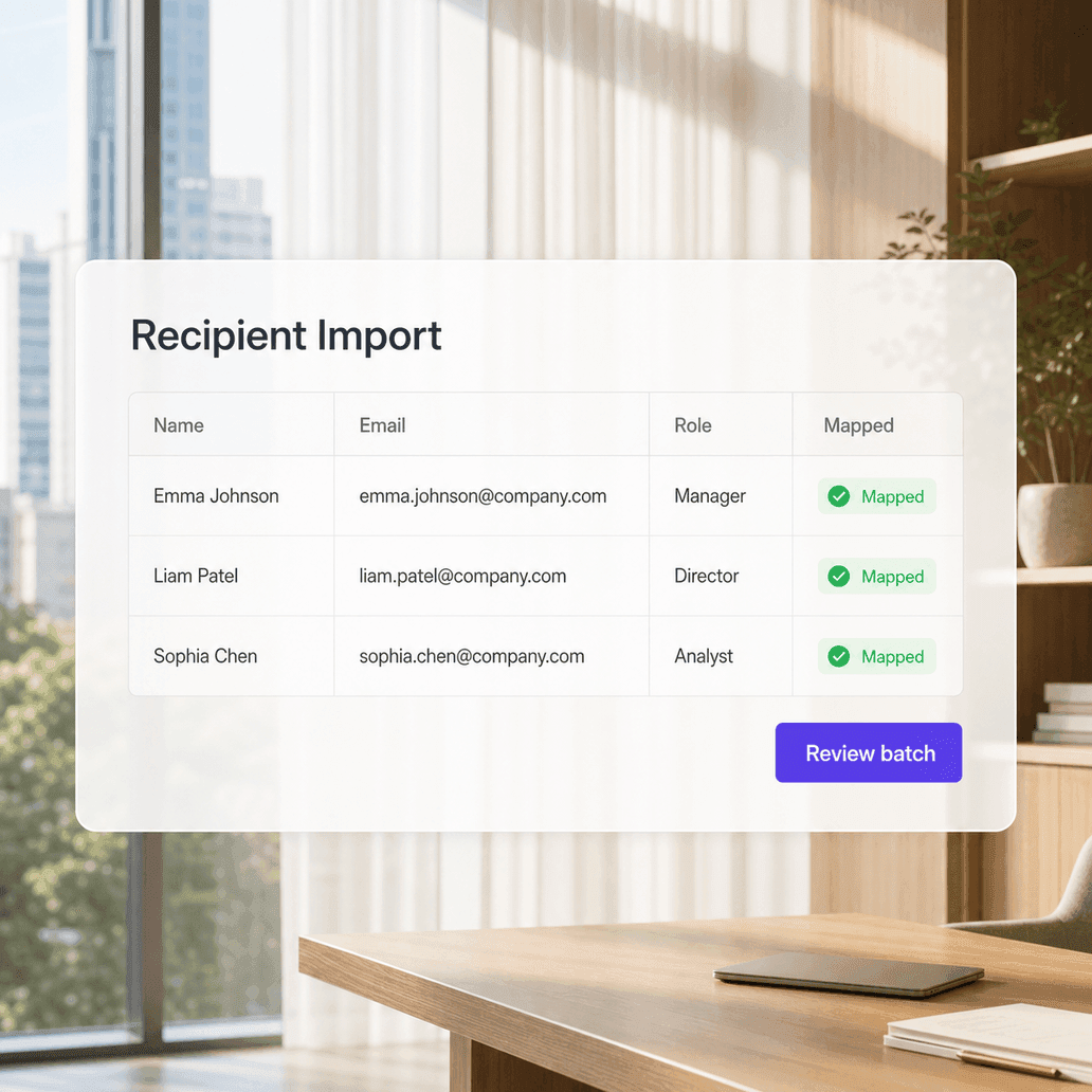 CSV and XLSX recipient import for bulk sending