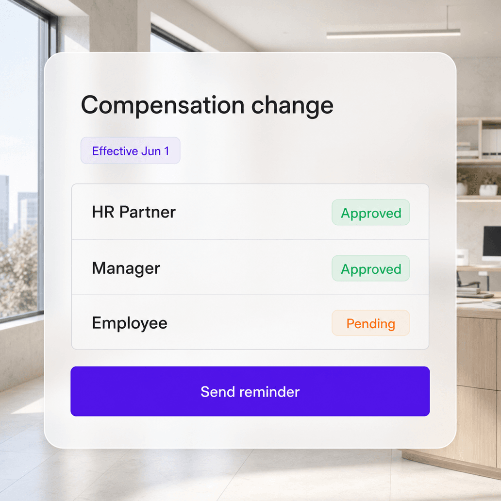 Employee change document routed for approval and signature