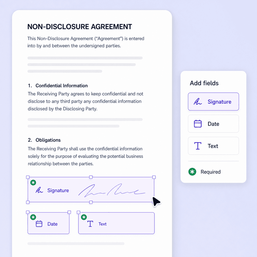 Reusable signing fields assigned to template roles