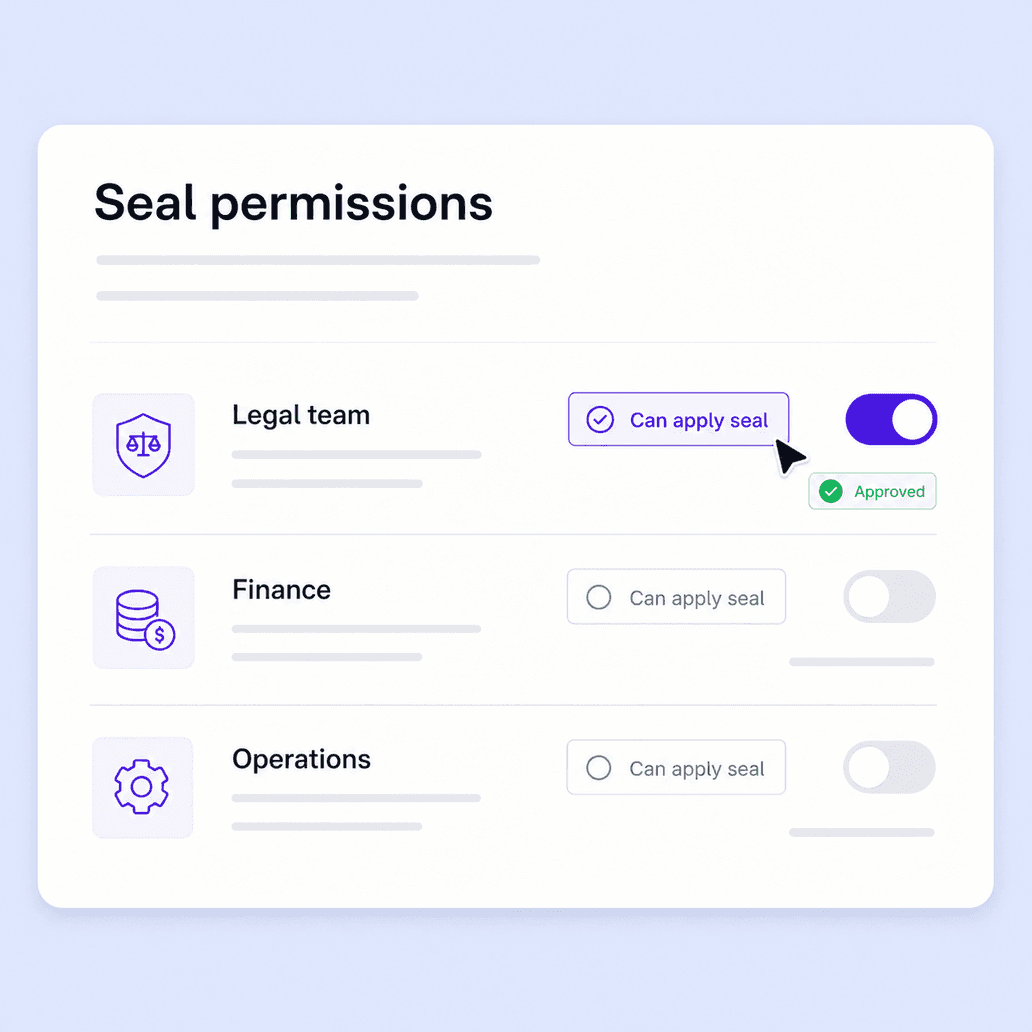 Admin permissions for company electronic seals