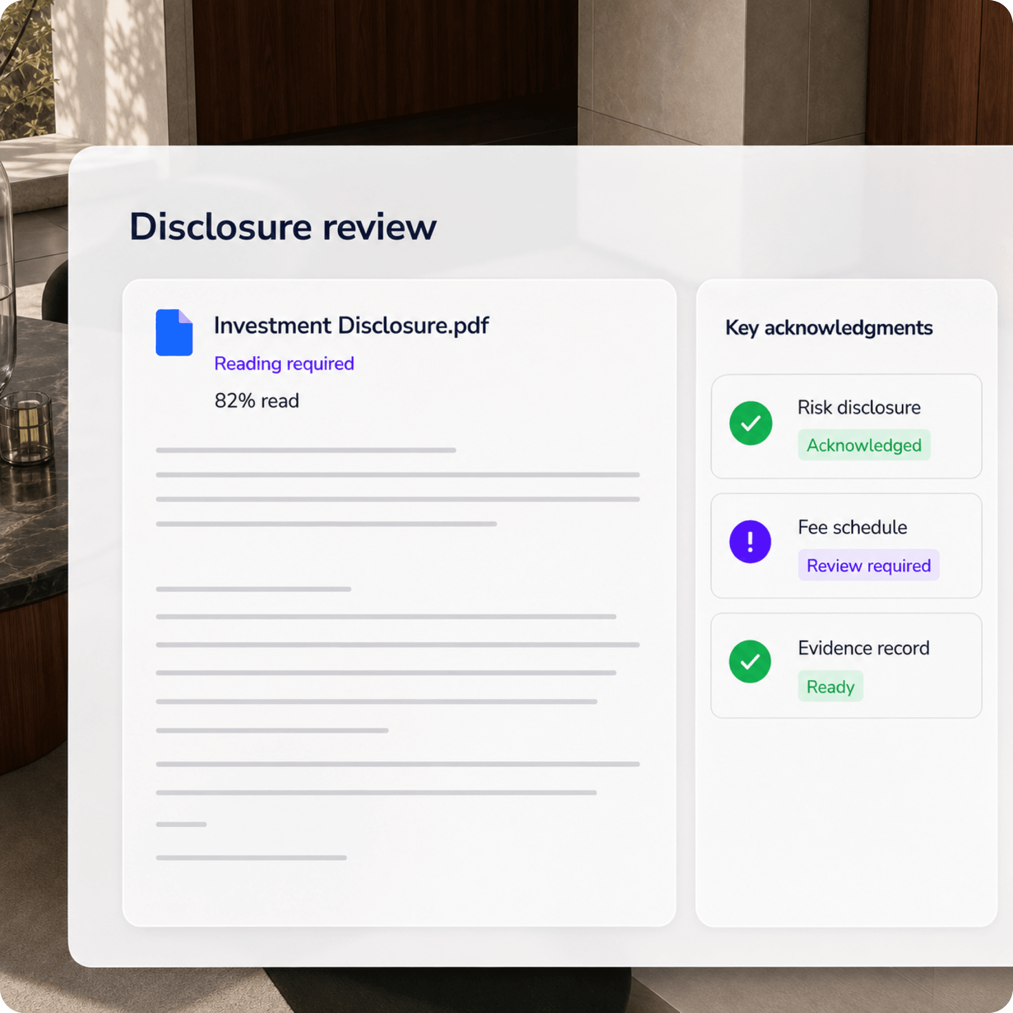 Mandatory disclosure review and clause acknowledgment before signing