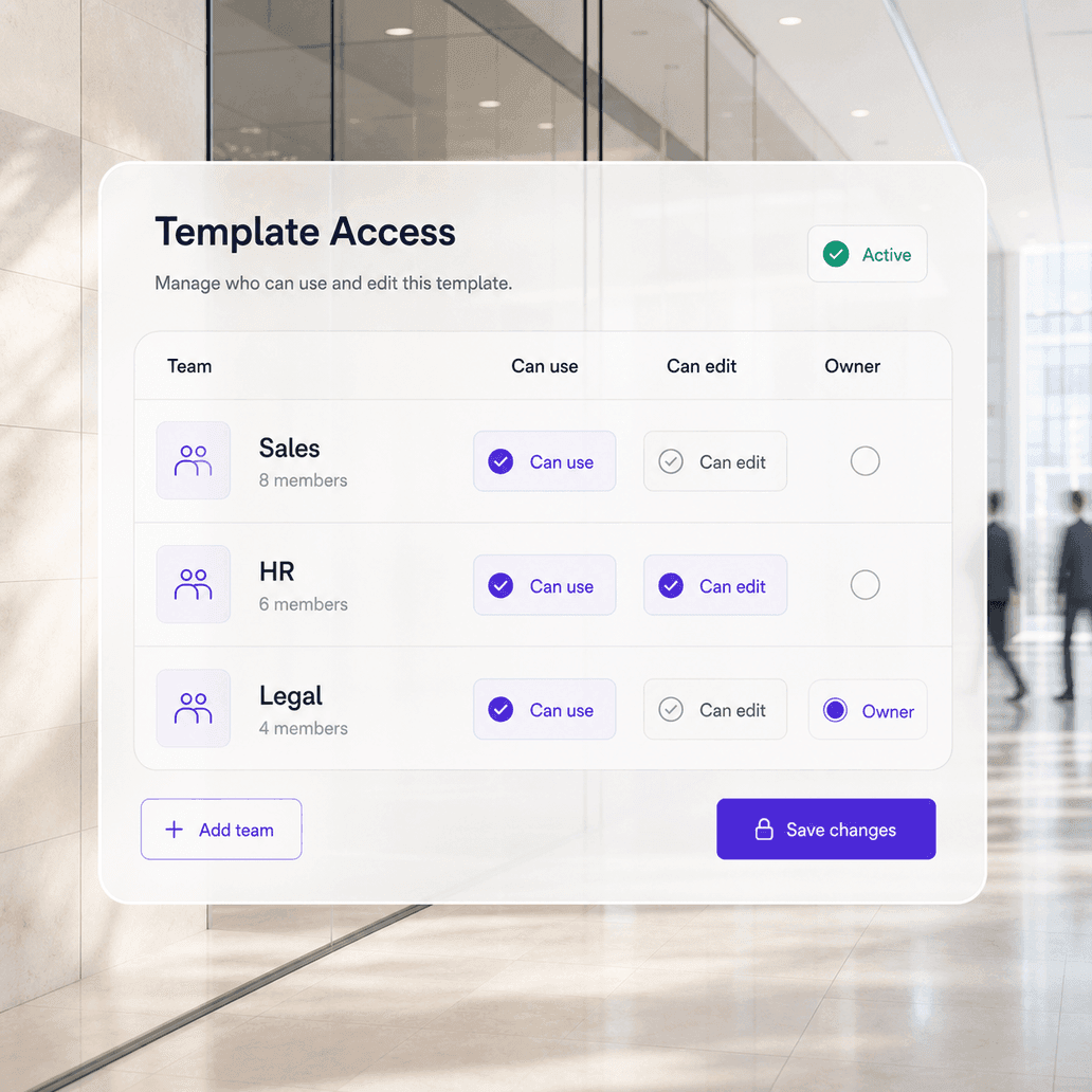 Team template access and permission controls