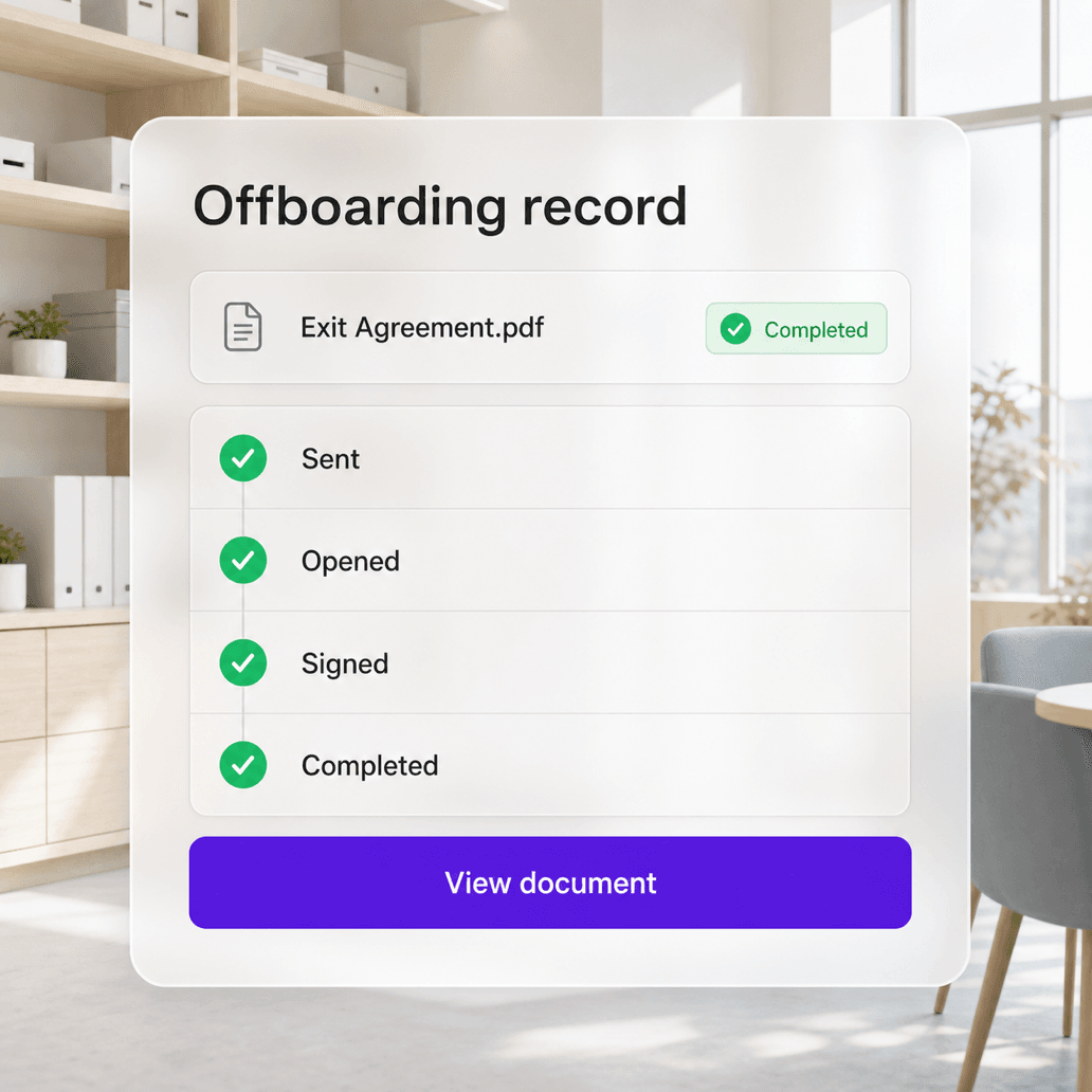 HR offboarding documents with completion history