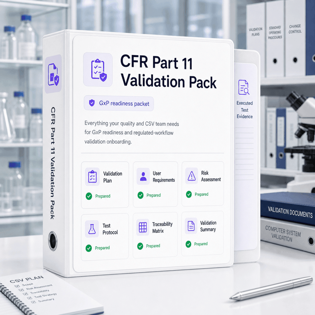CFR Part 11 validation pack for GxP readiness