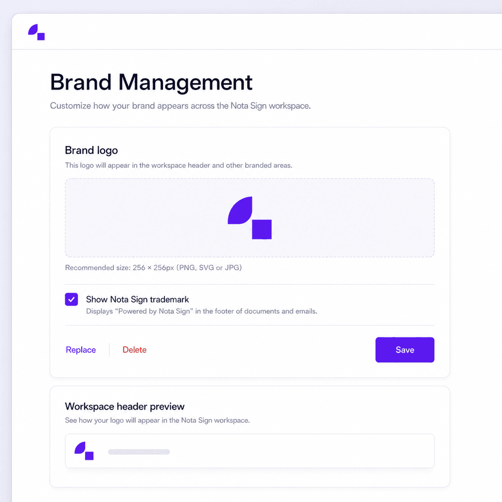 Branded eSignature workflows applied across document types